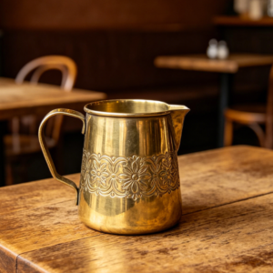 European Retro Carved Brass Frothing Pitcher