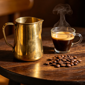 Minimalist Conical Brass Pour-Over Frothing Pitcher