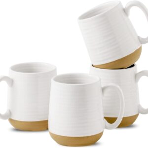 Coffee Mugs Set of 4, 15 oz Ceramic Coffee Cups with Comfortable Handle, Large Tea Cups for Coffee, Soup, Latte, Mug Set Gift for Wedding, Microwave and Dishwasher Safe, White