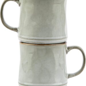 Glazed Coffee Mugs, Ceramic, Microwave & Dishwasher Safe, 13 oz, Java/Slate Circled, Set of 2