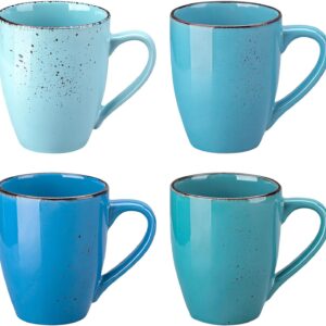 Coffee Mug Set of 4, Ceramic 12 Oz Coffee Cups for Cappuccino, Latte, Tea, Multi Blue