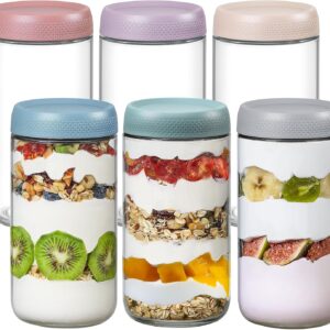 6-pack 24oz Glass jars with Airtight Lids, Overnight Oats Containers with Lids, Wide mouth Mason Salad jars, Glass Food Storage Containers for Snacks Yogurt Spice Sugar
