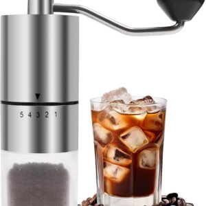 Manual Coffee Grinder With Ceramics Burr For Espresso,French Press,5 Adjustable Settings,Hand Maker with Built-In Burr,For Home Use and Camping Travel,Coffee Bean Grinders With Hand Crank