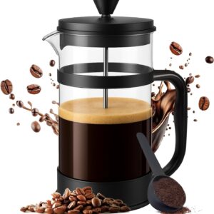 34 Ounce 1 Liter French Press Coffee Maker, Tea Maker, Travel Coffee Presses, Heat Resistant Thickened Borosilicate Coffee Pot for Camping Travel Gifts, Black Pack of 1